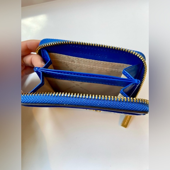 NWT MICHAEL KORS Jet Set Zip Card Case Wallet Blue Snake Leather 35T0GTVD2G - Picture 4 of 4